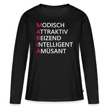 Maria Name Geschenk - Frauen Premium Bio Langarmshirt - Schwarz - Vorne - Julia (174cm)