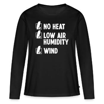 Pas de chaleur Faible humidité de l’air Vent Planche à voile - T-shirt manches longues Premium bio Femme - noir - Devant - Julia (174cm)