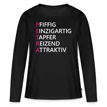 Petra Name Geschenk - Frauen Premium Bio Langarmshirt - Schwarz - Vorne - Julia (174cm)