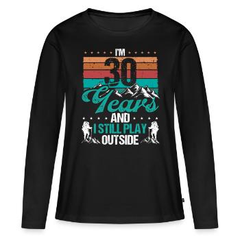 30 Year Old Hiker Mountains Hiking 30 Birthday - Frauen Premium Bio Langarmshirt - Schwarz - Vorne - Julia (174cm)