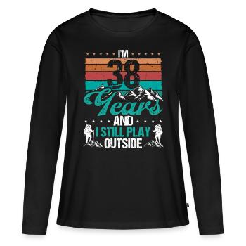38 Year Old Hiker Mountains Hiking 38 Birthday - Frauen Premium Bio Langarmshirt - Schwarz - Vorne - Julia (174cm)