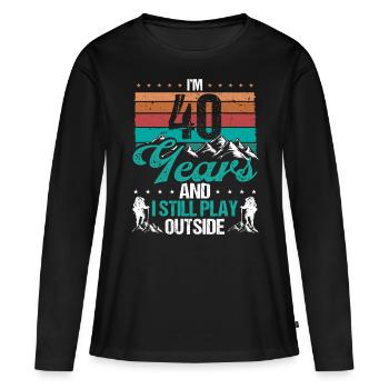 40 Year Old Hiker Mountains Hiking 40 Birthday - Frauen Premium Bio Langarmshirt - Schwarz - Vorne - Julia (174cm)