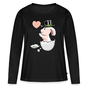 Osterhase Luftballon Eierschale Ostern Kaninchen - Frauen Premium Bio Langarmshirt - Schwarz - Vorne - Julia (174cm)
