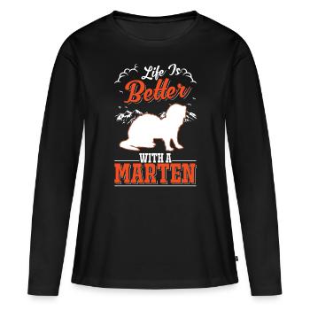 La vie est meilleure avec un martre Martre Martre Martre Martre - T-shirt manches longues Premium bio Femme - noir - Devant - Julia (174cm)