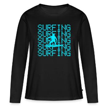 surfen - Frauen Premium Bio Langarmshirt - Schwarz - Vorne - Julia (174cm)