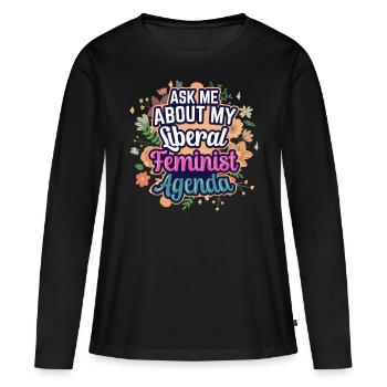 Agenda féministe libéral Féminisme Féministe - T-shirt manches longues Premium bio Femme - noir - Devant - Julia (174cm)