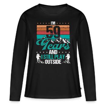 59 Year Old Hiker Mountains Hiking 59 Birthday - Frauen Premium Bio Langarmshirt - Schwarz - Vorne - Julia (174cm)