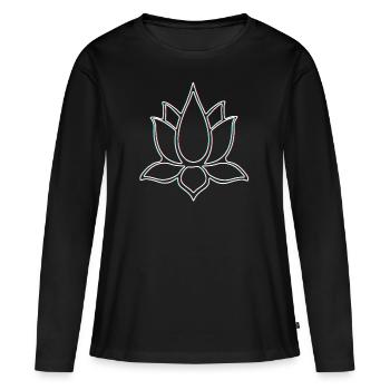 3D Lotus - Women's Premium Organic Long Sleeve Shirt - black - Front - Julia (174cm)