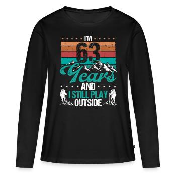 63 Year Old Hiker Mountains Hiking 63 Birthday - Frauen Premium Bio Langarmshirt - Schwarz - Vorne - Julia (174cm)