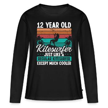 12 Birthday Kiteboarding 12 Years Old Kitesurfing - Frauen Premium Bio Langarmshirt - Schwarz - Vorne - Julia (174cm)