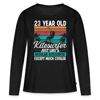 23 Birthday Kiteboarding 23 Years Old Kitesurfing - Frauen Premium Bio Langarmshirt - Schwarz - Vorne - Julia (174cm)