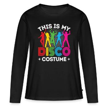 Disco 70er 80er Jahre Disko Party Outfit Discothek - Frauen Premium Bio Langarmshirt - Schwarz - Vorne - Julia (174cm)