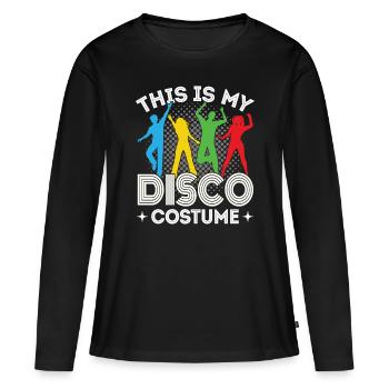 Disco 80er 70er Jahre Disko Party Outfit Diskothek - Frauen Premium Bio Langarmshirt - Schwarz - Vorne - Julia (174cm)
