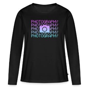 Fotografie - Frauen Premium Bio Langarmshirt - Schwarz - Vorne - Julia (174cm)