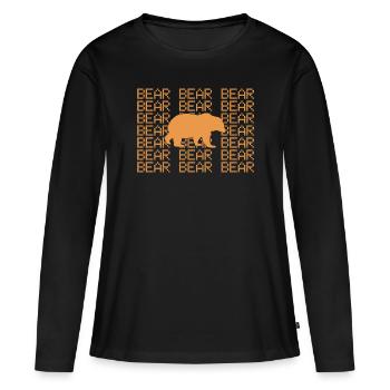 Bär - Frauen Premium Bio Langarmshirt - Schwarz - Vorne - Julia (174cm)