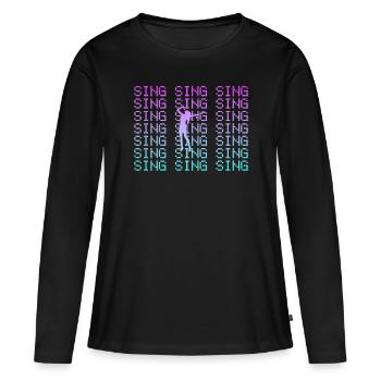 Chanter - T-shirt manches longues Premium bio Femme - noir - Devant - Julia (174cm)