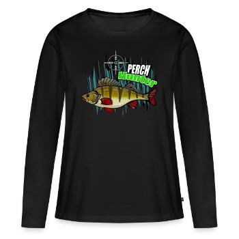 Chasseur de perches - T-shirt manches longues Premium bio Femme - noir - Devant - Julia (174cm)