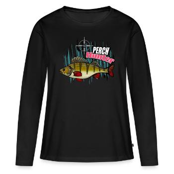 Chasseur de perches - T-shirt manches longues Premium bio Femme - noir - Devant - Julia (174cm)