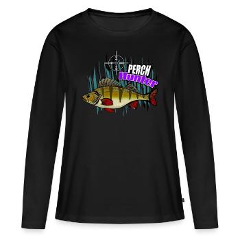 Chasseur de perches - T-shirt manches longues Premium bio Femme - noir - Devant - Julia (174cm)