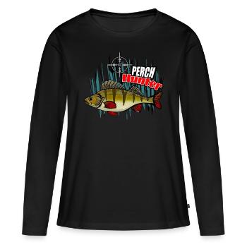 Chasseur de perches - T-shirt manches longues Premium bio Femme - noir - Devant - Julia (174cm)