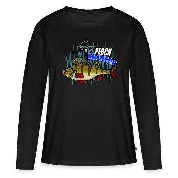 Chasseur de perches - T-shirt manches longues Premium bio Femme - noir - Devant - Julia (174cm)