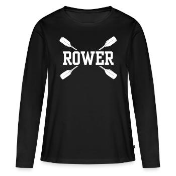Ruderer Rudern Rudersport Ruderboot Ruder - Frauen Premium Bio Langarmshirt - Schwarz - Vorne - Julia (174cm)