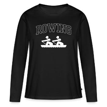 Rudern Ruder Ruderboot Ruderer Rudersport - Frauen Premium Bio Langarmshirt - Schwarz - Vorne - Julia (174cm)