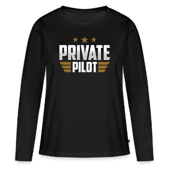 Jet de pilote privé Avion léger Petit avion - T-shirt manches longues Premium bio Femme - noir - Devant - Julia (174cm)