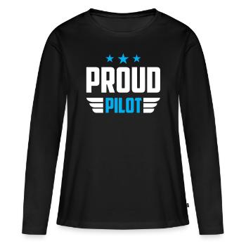 Fier pilote de petit avion avion léger Jet - T-shirt manches longues Premium bio Femme - noir - Devant - Julia (174cm)