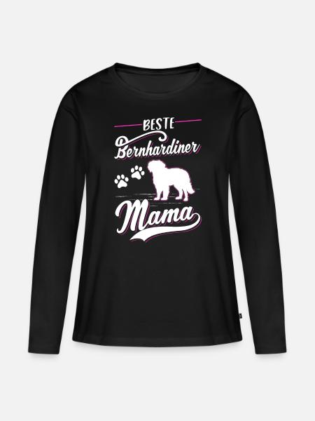 Beste Bernhardiner Mama - Frauen Premium Bio Langarmshirt - Schwarz