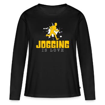 Faire du jogging - T-shirt manches longues Premium bio Femme - noir - Devant - Julia (174cm)