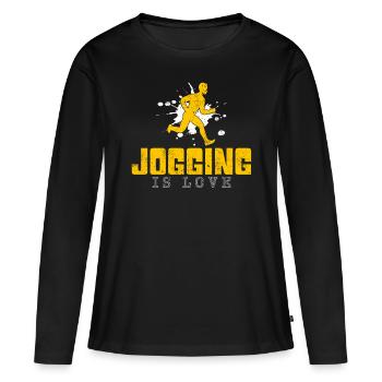 Dicton de jogging - T-shirt manches longues Premium bio Femme - noir - Devant - Julia (174cm)