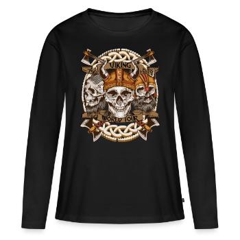 World Tour Shirt – Viking Skull Design Celts - Women's Premium Organic Long Sleeve Shirt - black - Front - Julia (174cm)