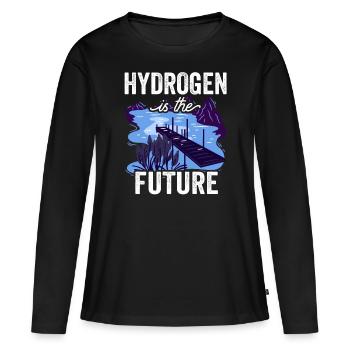 L’hydrogène est l’élément d’avenir hydrogène - T-shirt manches longues Premium bio Femme - noir - Devant - Julia (174cm)