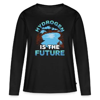 L’hydrogène est l’élément hydrogène du futur - T-shirt manches longues Premium bio Femme - noir - Devant - Julia (174cm)