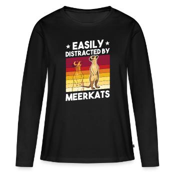 Suricate Cadeau Suricate Suricate - T-shirt manches longues Premium bio Femme - noir - Devant - Julia (174cm)