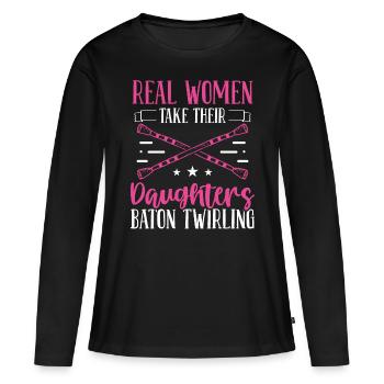 Baton Twirler Real Women prend son bâton Twirling - T-shirt manches longues Premium bio Femme - noir - Devant - Julia (174cm)