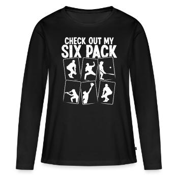 Cartes de sport Découvrez mon collecteur de cartes Six Pack - T-shirt manches longues Premium bio Femme - noir - Devant - Julia (174cm)