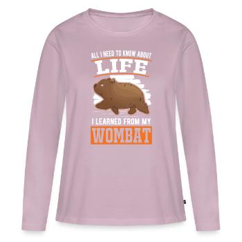 Wombat australien - T-shirt manches longues Premium bio Femme - rose poudré - Devant - Julia (174cm)