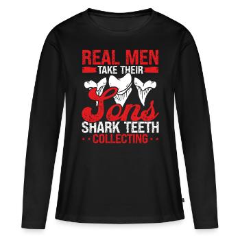 Shark Teeth Collecting Real Men take Shark Sons - Women's Premium Organic Long Sleeve Shirt - black - Front - Julia (174cm)