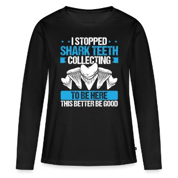 Shark Teeth Collecting Bottle Shark Tooth Hunter - Women's Premium Organic Long Sleeve Shirt - black - Front - Julia (174cm)