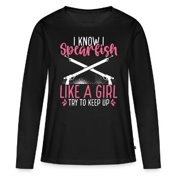 Spearfishing like a Girl Spearfisher Apnea Diver - Women's Premium Organic Long Sleeve Shirt - black - Front - Julia (174cm)