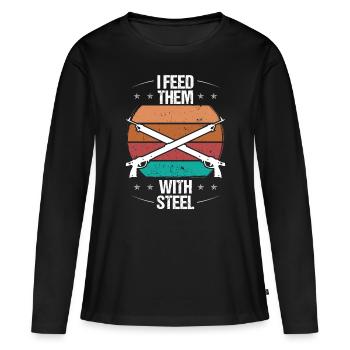 Spearfisher I feed them with Steel Apnea Hunter - Women's Premium Organic Long Sleeve Shirt - black - Front - Julia (174cm)