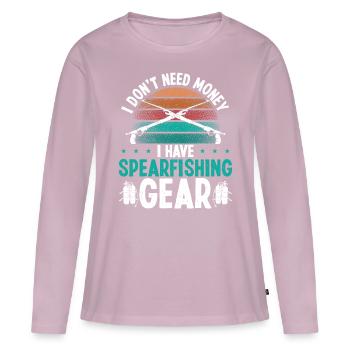 Spearfisher Gear Vintage Freediving Apnoe Diver - Frauen Premium Bio Langarmshirt - Altrosa - Vorne - Julia (174cm)