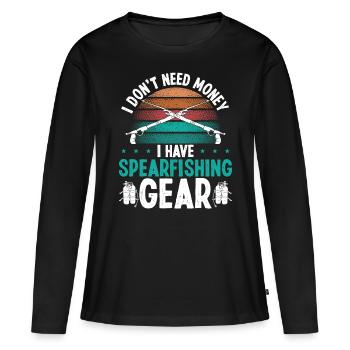 Spearfisher Gear Vintage Freediving Apnea Diver - Women's Premium Organic Long Sleeve Shirt - black - Front - Julia (174cm)
