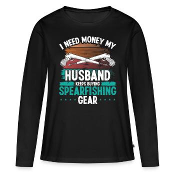 Spearfisher Husband Vintage Freediving Funny - Women's Premium Organic Long Sleeve Shirt - black - Front - Julia (174cm)