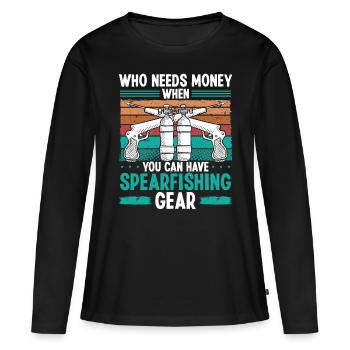 Spearfisher Gear Freediving Apnea Diver Spear - Women's Premium Organic Long Sleeve Shirt - black - Front - Julia (174cm)