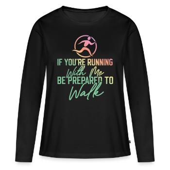 Running Runner Half Marathon Slow - Frauen Premium Bio Langarmshirt - Schwarz - Vorne - Julia (174cm)