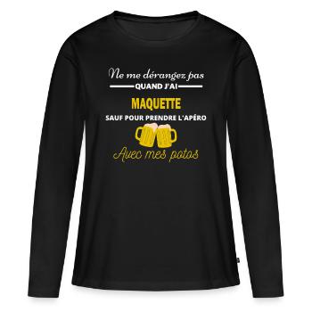 Ne me dérangez pas QUAND J'ai l'apéro maquette - T-shirt manches longues Premium bio Femme - noir - Devant - Julia (174cm)