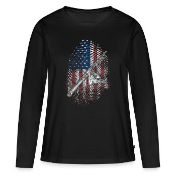 La pêche à la ligne est dans mon ADN Pêche pêcher Pêche - T-shirt manches longues Premium bio Femme - noir - Devant - Julia (174cm)
